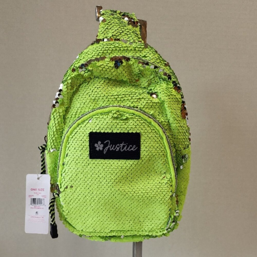New Justice Sequin Sling Bag - Lime